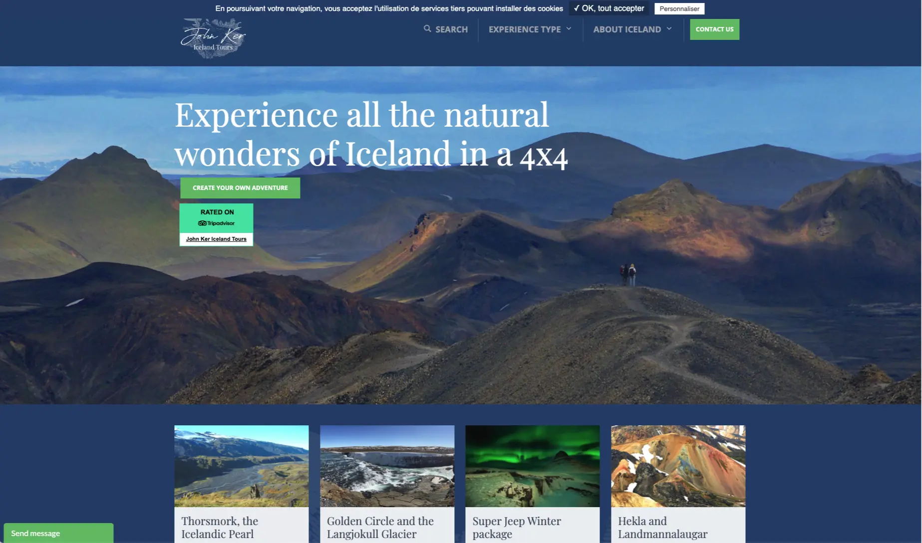 Site JohnKer Iceland Tours par Studio-Web