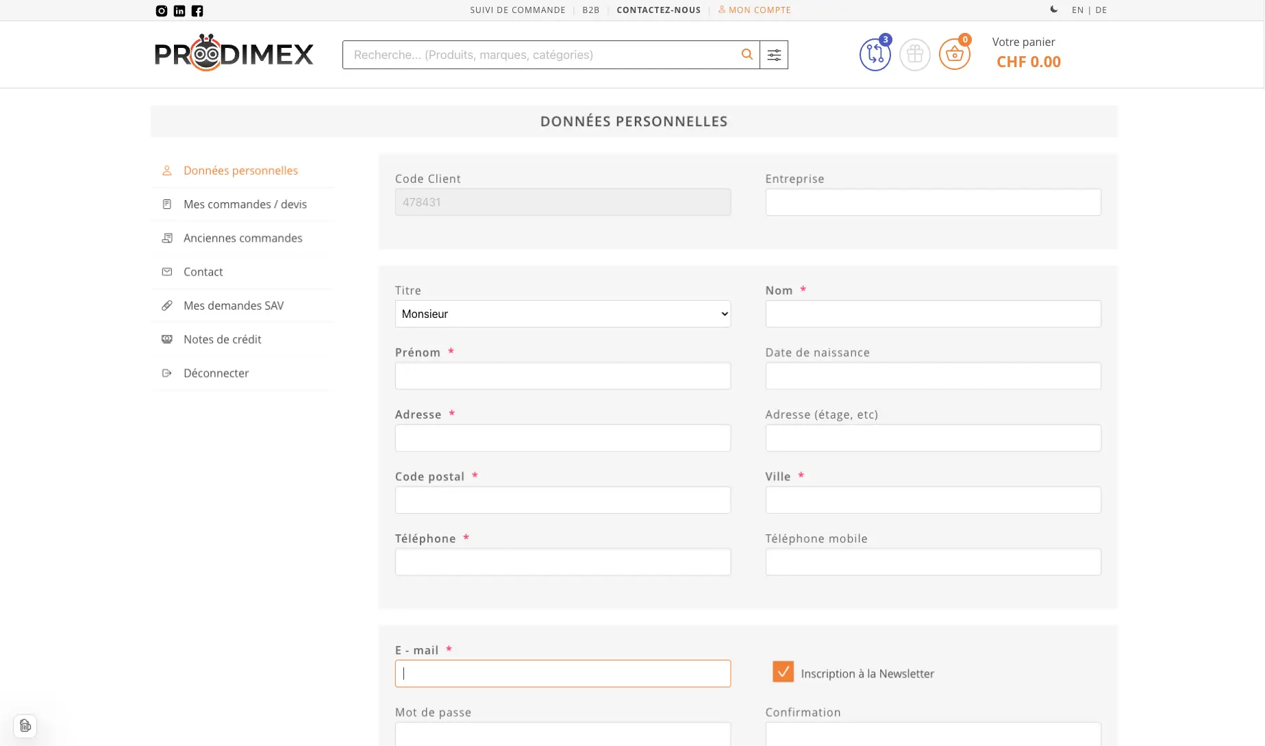 Capture 3 du site Prodimex par Studio-Web